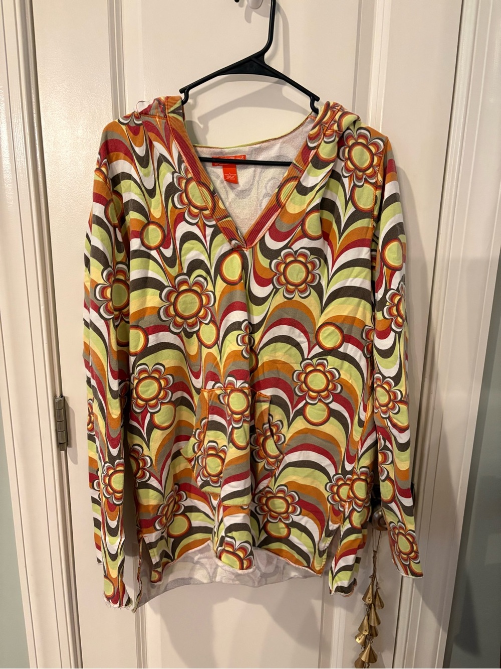 Retro Floral Hooded Sweater - Multicolor